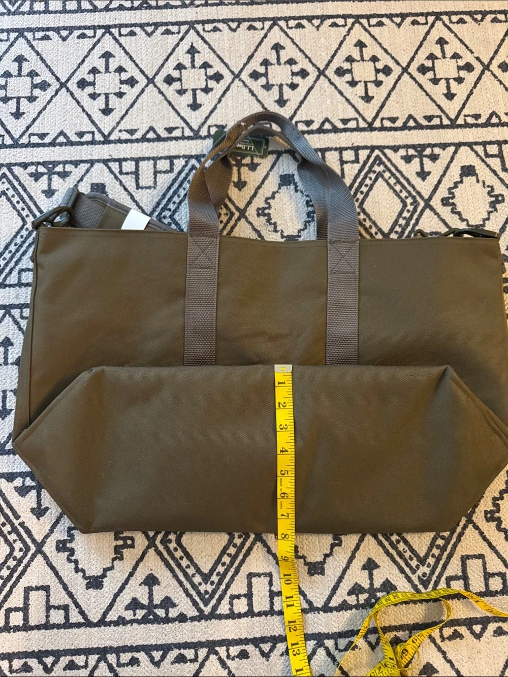L.L. Bean Olive Green Canvas Maine Warden’s Tote Bag with short and Long Straps